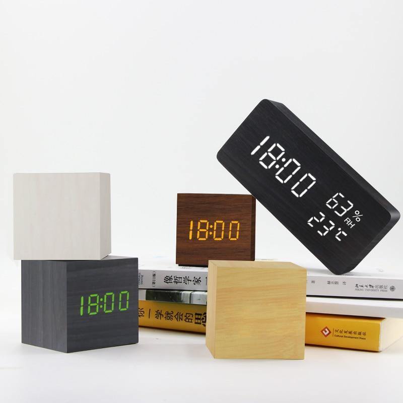 Wooden Block LED Alarm Clock