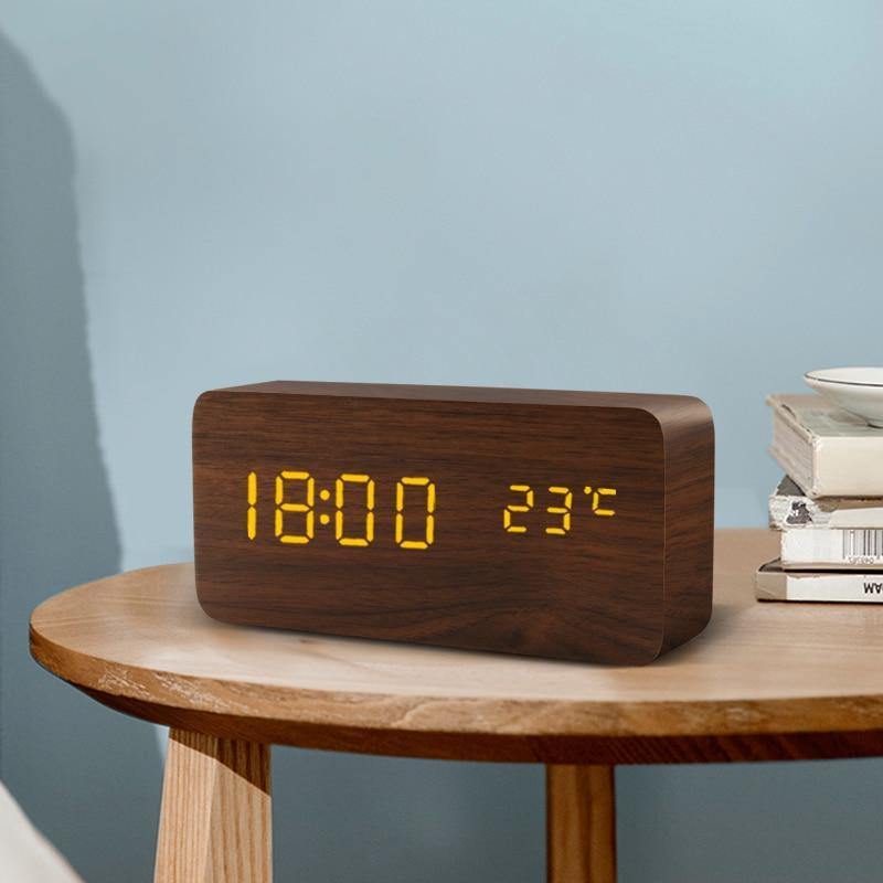Wooden Block LED Alarm Clock
